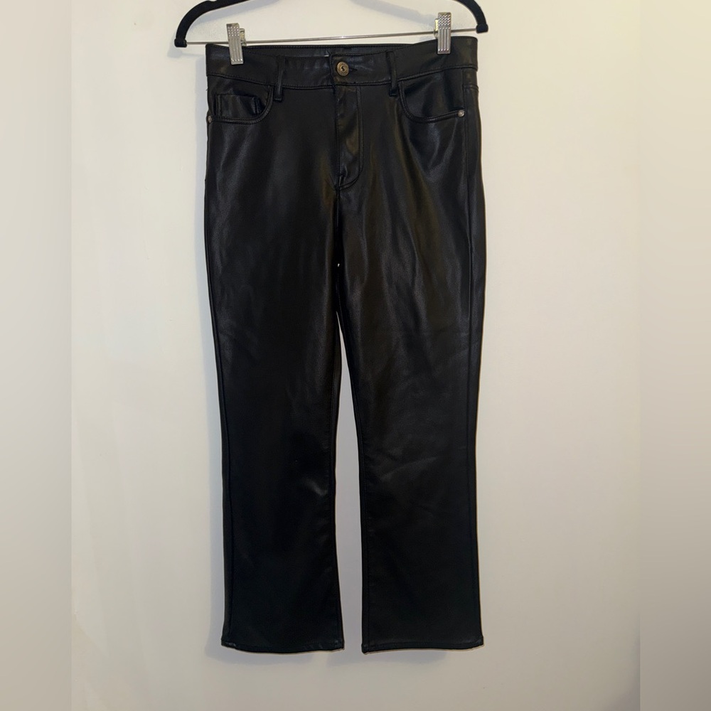 🖤 ZARA Faux Leather Straight Pants | Size 4 | Black Vegan Leather - Picture 3 of 12